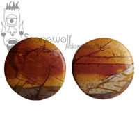 Pair of Picasso Jasper Stone Plugs Double Flared Made to Order