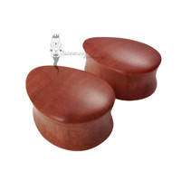 Pair of Pink Ivory Wood Teardrop Plugs Double Flared