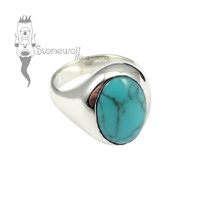 Stone Portrait Oval Signet Ring 925 Sterling Silver