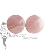 Pair of Rose Quartz Stone Plugs Double Flared Made to Order