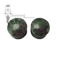 Pair of Ruby in Fuchsite Stone Plugs Double Flared Made to Order
