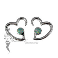 Pair of Silver Jewel of my Heart Weights - Blue Synthetic Opal