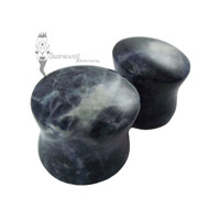 Pair of Sodalite Stone Plugs Double Flared Made to Order