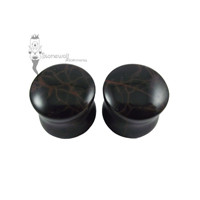 Pair of Spiderweb Obsidian Stone Plugs Double Flared