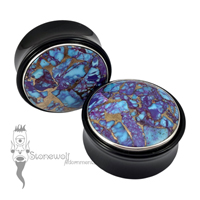 Delrin 30mm Plugs with Mohave Turquoise Inlay - Ready To Ship