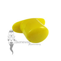 Opaque Yellow Swirl 12mm Oval Glass Labret - Ready To Ship