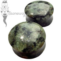 Pair of Zoisite Stone Plugs Double Flared Made to Order